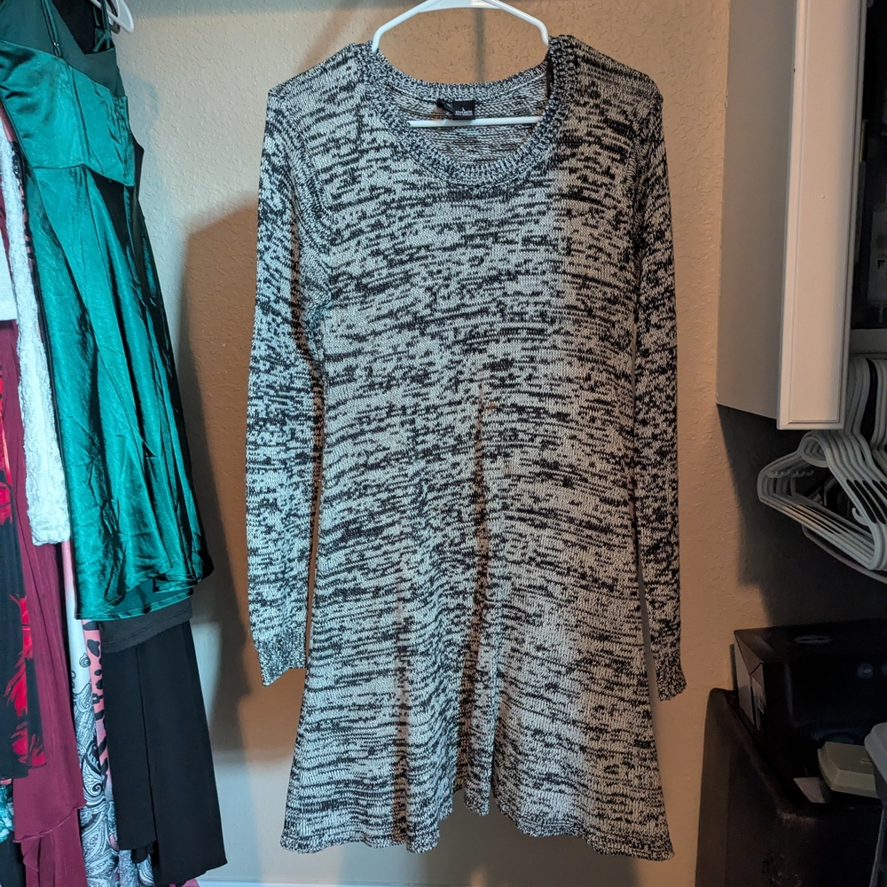 Ultra Flirt Black and White Long Sleeve Dress